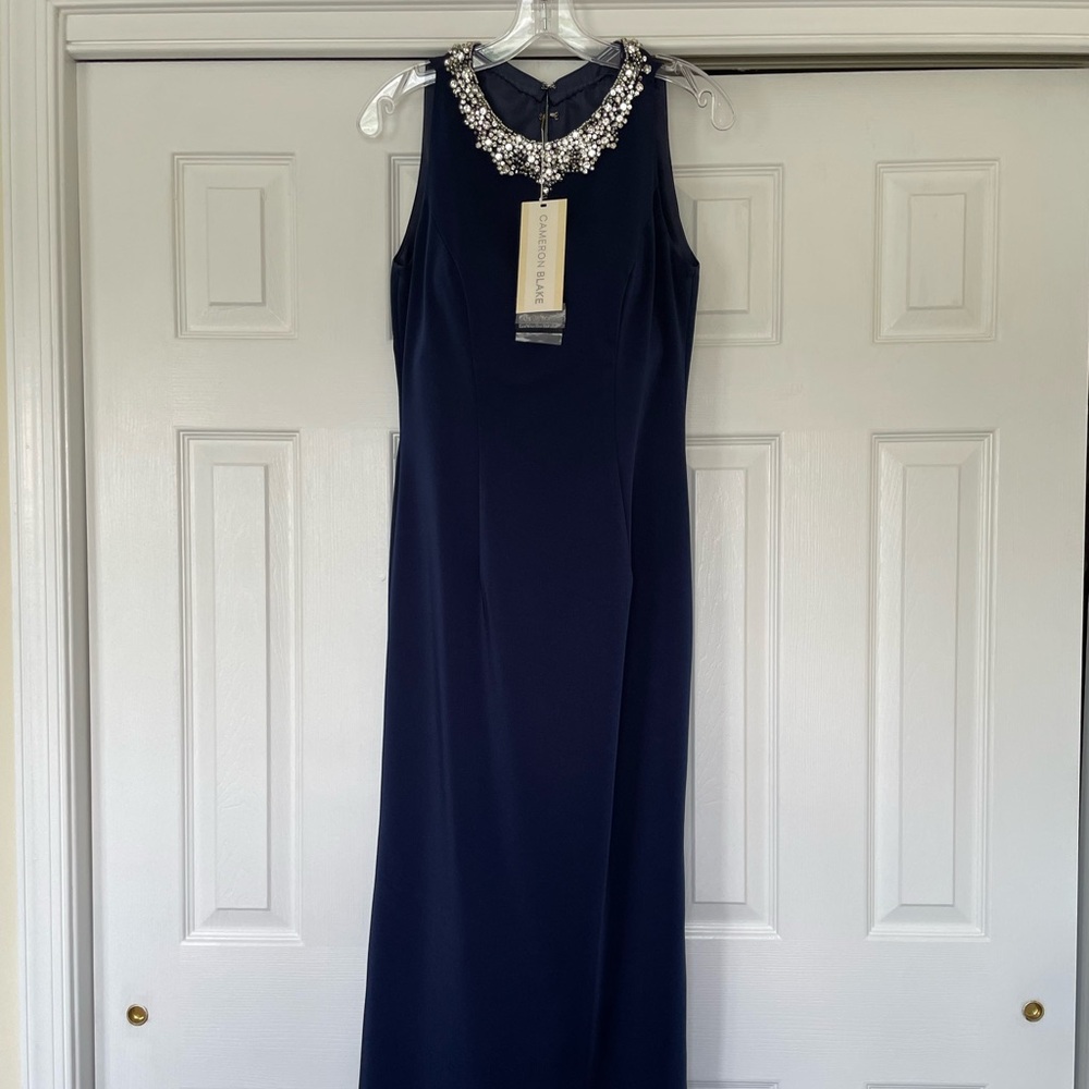 Cameron Blake Navy Long Evening Gown